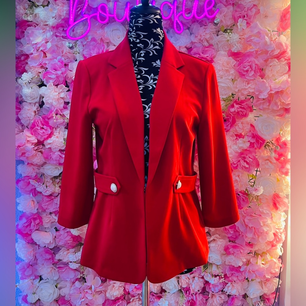 Women's Red Tailored Blazer Jacket - Unbranded